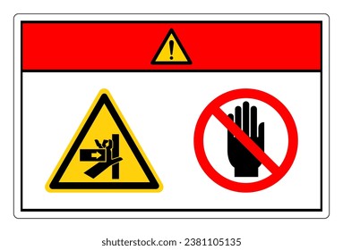 Fuerza de aplastamiento de mano de peligro del símbolo izquierdo, Ilustración vectorial, aislamiento de la etiqueta de fondo blanco .EPS10