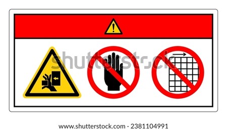 Danger Hand Crush Force From Left Do Not Touch and Do Not Remove Guard Symbol Sign, Vector Illustration, Isolate On White Background Label .EPS10