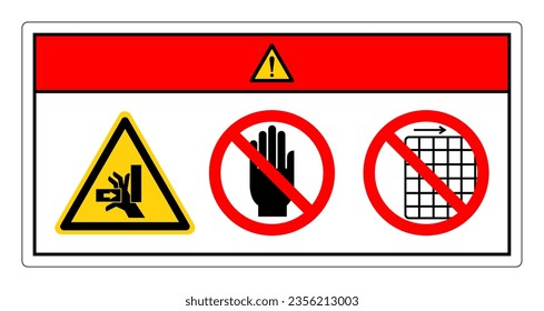 Danger Hand Crush Force From Right Do Not Touch and Do Not Remove Guard Symbol Sign, Vector Illustration, Isolate On White Background Label .EPS10