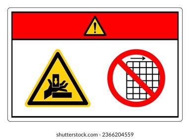 Danger Hand Crush Force From Right Do Not Remove Guard Symbol Sign, Vector Illustration, Isolate On White Background Label .EPS10