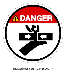 Danger Hand Crush Force From Two Sides Symbol Sign, Vector Illustration, Isolate On White Background Label .EPS10