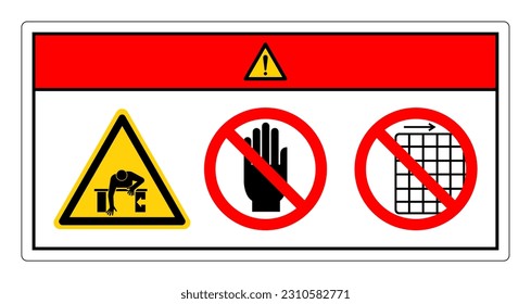 Peligro de aplastamiento manual no toque y no quite el símbolo de protección, ilustración vectorial, aislamiento de la etiqueta de fondo blanco .EPS10
