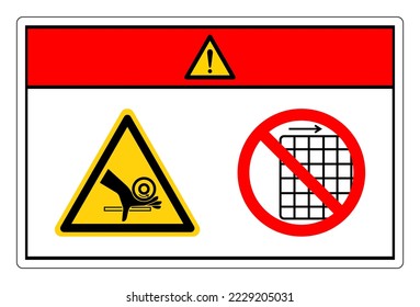 Danger Hand Crush Roller Pinch Point Do Not Remove Guard Symbol Sign, Vector Illustration, Isolate On White Background Label .EPS10