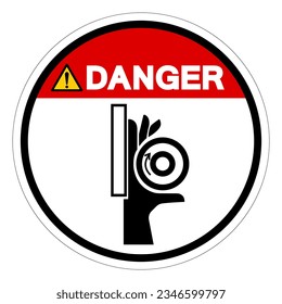 Danger Hand Crush Roller Pinch Point Symbol Sign, Vector Illustration, Isolate On White Background Label .EPS10
