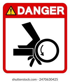 Danger Hand Crush Roller Pinch Point Symbol Sign, Vector Illustration, Isolate On White Background Label .EPS10