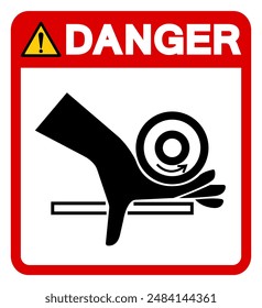 Danger Hand Crush Roller Pinch Point Symbol Sign, Vector Illustration, Isolate On White Background Label .EPS10