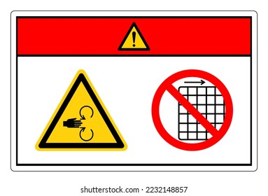 Aplastamiento De La Mano De Peligro Del Peligro De Rotación No Eliminar El Signo De Símbolo De Guardia, Ilustración Del Vector, Aislarse En La Etiqueta De Fondo Blanco .EPS10