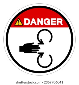 Aplastamiento De Mano De Peligro De Signo De Símbolo De Peligro Rotante, Ilustración De Vector, Aislado En Etiqueta De Fondo Blanco .EPS10
