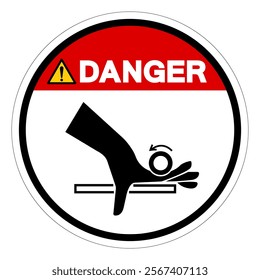 Danger Hand Entangle Rollers Symbol Sign, Vector Illustration, Isolate On White Background Label.EPS10