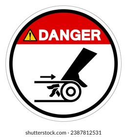 Danger Hand Entanglement Belt Drive Symbol Sign, Vector Illustration, Isolate On White Background Label .EPS10