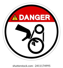 Danger Hand Entanglement Belt Drive Symbol Sign, Vector Illustration, Isolate On White Background Label .EPS10