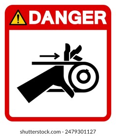 Danger Hand Entanglement Belt Drive Symbol Sign, Vector Illustration, Isolate On White Background Label .EPS10