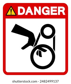 Danger Hand Entanglement Belt Drive Symbol Sign, Vector Illustration, Isolate On White Background Label .EPS10