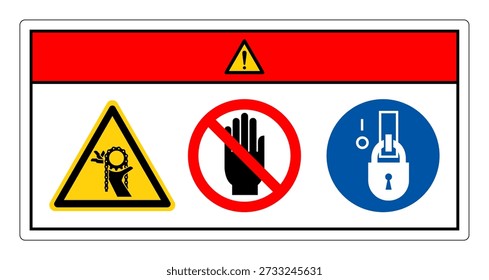 Peligro Mano Enredo Inferior Izquierdo Signo de Símbolo de Cadena, Ilustración vectorial, Aislado sobre Fondo Blanco Label.EPS10
