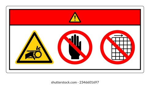 Danger Hand Entanglement Chain Drive Do Not Touch and Do Not Remove Gaurd Symbol Sign, Vector Illustration, Isolate On White Background Label .EPS10