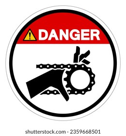 Danger Hand Entanglement Chain Drive Symbol Sign, Vector Illustration, Isolate On White Background Label .EPS10