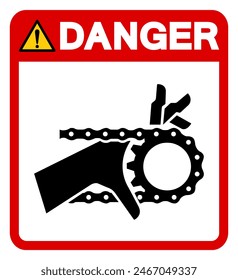 Danger Hand Entanglement Chain Drive Symbol Sign, Vector Illustration, Isolate On White Background Label .EPS10