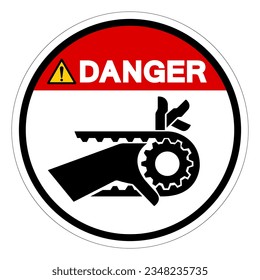 Danger Hand Entanglement Notched Belt Drive Symbol Sign, Vector Illustration, Isolate On White Background Label .EPS10