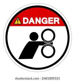 Danger Hand Entanglement Rollers Black Icon ,Vector Illustration, Isolate On White Background Label. EPS10