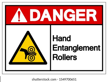 Danger Hand Entanglement Rollers Symbol Sign, Vector Illustration, Isolate On White Background Label .EPS10