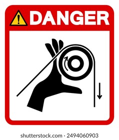 Danger Hand Entanglement Rollers Symbol Sign, Vector Illustration, Isolate On White Background Label .EPS10