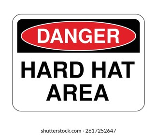 Danger Hard Hat Zone Sign, Personal Safety Precaution, Worksite Hazard Symbol – High Quality Stock Image