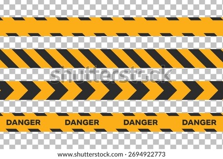 Danger Hazard Tape Pattern With Black And Yellow Stripes For Construction Caution.