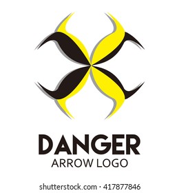 Danger hexagon of triangle industry abstract vector and logo design or template technology business icon of company identity symbol concept