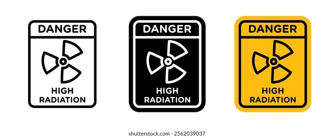 Danger high radiation area keep out sign vector set