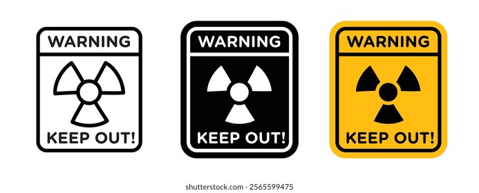 Danger high radiation area keep out sign vector in black and yellow colors