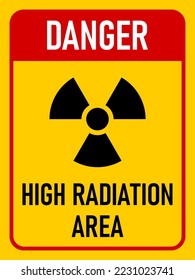 Peligro Alta área de radiación o peligro nuclear Radiación ionizante Trefoil Símbolo de advertencia de orientación vertical o vertical con una relación de aspecto de 3:4. Imagen vectorial.