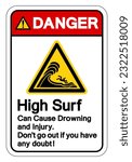 Danger High Surf Can Cause Drowning and Injury Symbol Sign, Vector Illustration, Isolate On White Background Label. EPS10