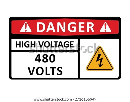 Danger High Voltage 480 Volts warning sign electrical safety label sticker