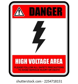 Danger, high voltage area, sign vector