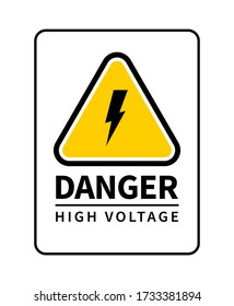 Danger high voltage attention sign. Vector warning sign with lightning icon.