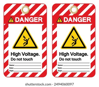 Danger High Voltage Do Not Touch Tag Label Symbol Sign, Vector Illustration, Isolate On White Background. EPS10