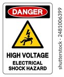 Danger High Voltage Electrical Shock Hazard Symbol Sign, Vector Illustration, Isolate On White Background Label .EPS10
