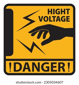 Danger High Voltage Electrical Shock Hazard Sign. Isolated On White Background. Vector Illustration