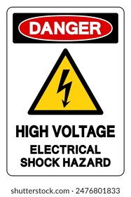 Danger High Voltage Electrical Shock Hazard Symbol Sign, Vector Illustration, Isolate On White Background Label .EPS10