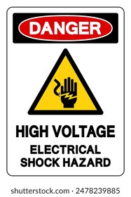 Danger High Voltage Electrical Shock Hazard Symbol Sign, Vector Illustration, Isolate On White Background Label .EPS10
