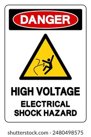 Danger High Voltage Electrical Shock Hazard Symbol Sign, Vector Illustration, Isolate On White Background Label .EPS10