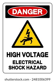 Gefahrensymbol für Elektroschock, Vektorillustration, Isolierung auf weißem Hintergrund .EPS10