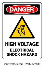 Danger High Voltage Electrical Shock Hazard Symbol Sign, Vector Illustration, Isolate On White Background Label .EPS10