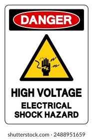 Danger High Voltage Electrical Shock Hazard Symbol Sign, Vector Illustration, Isolate On White Background Label .EPS10