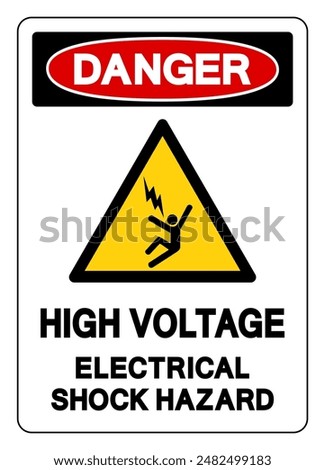 Danger High Voltage Electrical Shock Hazard Symbol Sign, Vector Illustration, Isolate On White Background Label .EPS10