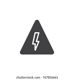 Danger high voltage icon vector, filled flat sign, solid pictogram isolated on white. Lightning arrow triangle symbol, logo illustration.