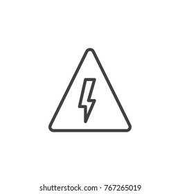 Danger high voltage line icon, outline vector sign, linear style pictogram isolated on white. Lightning arrow triangle symbol, logo illustration. Editable stroke