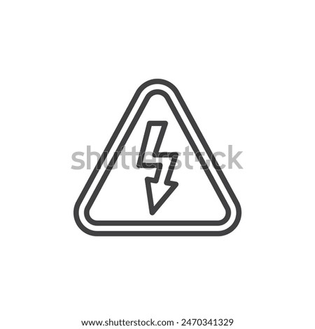 Danger High Voltage line icon. linear style sign for mobile concept and web design. Lightning bolt inside a triangle outline vector icon. Symbol, logo illustration. Vector graphics