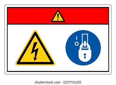 Danger High Voltage Lock Out In De-Energized State Symbol Sign, Vector Illustration, Isolate On White Background Label. EPS10