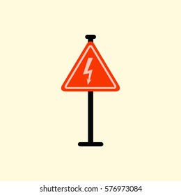 Danger high voltage road sign